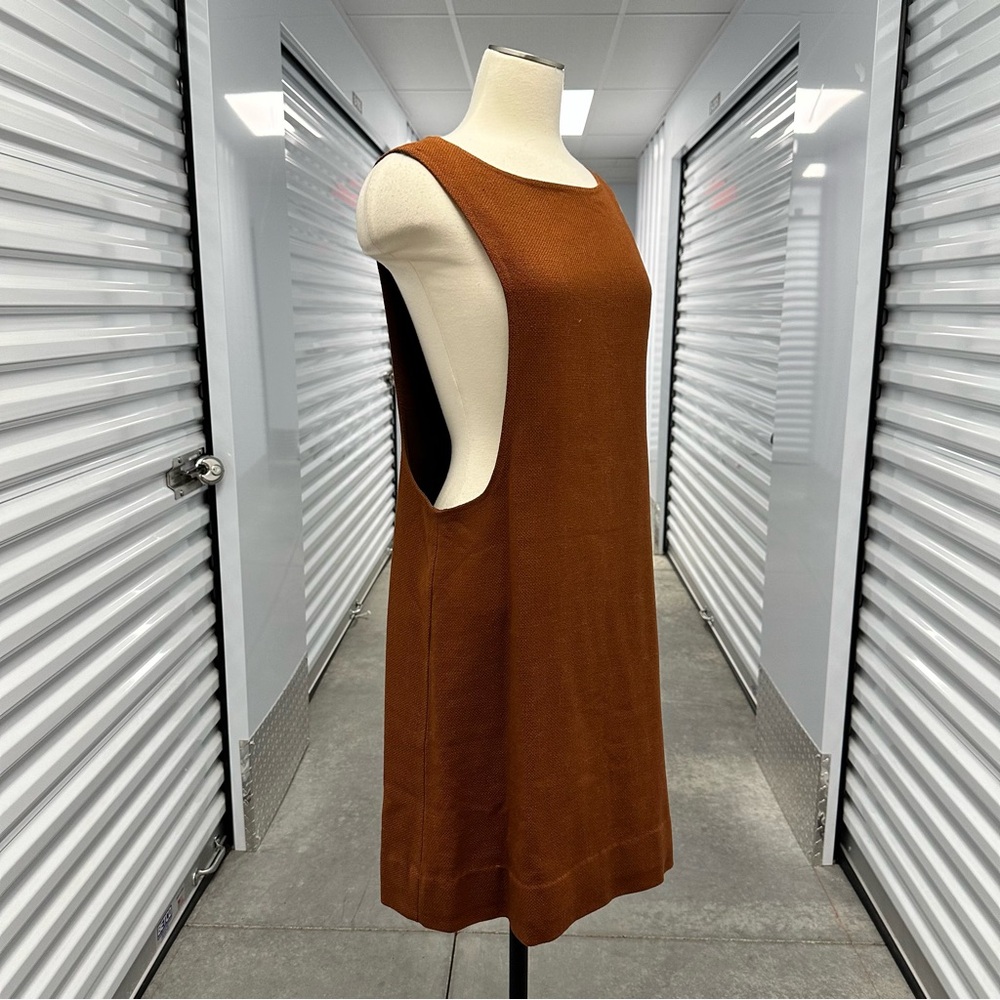 Vintage 60s 70s brown tweed? pinafore jumper style dress